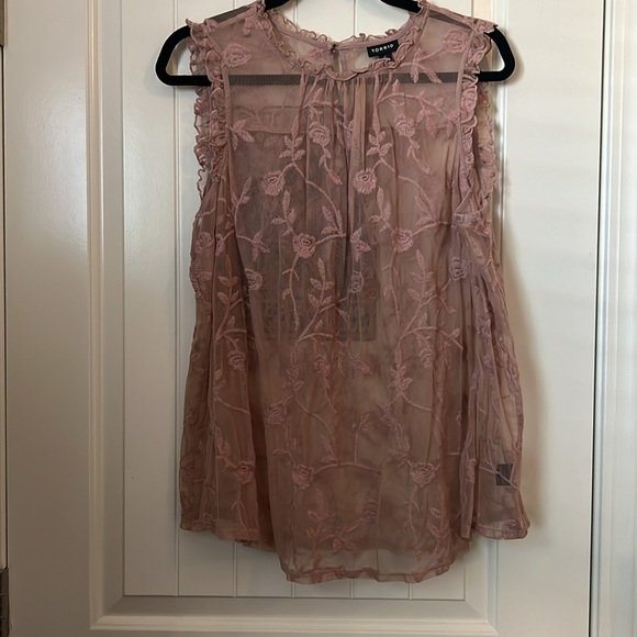 Torrid Pink Embroidered Mesh Mock Neck Top - Picture 3 of 10
